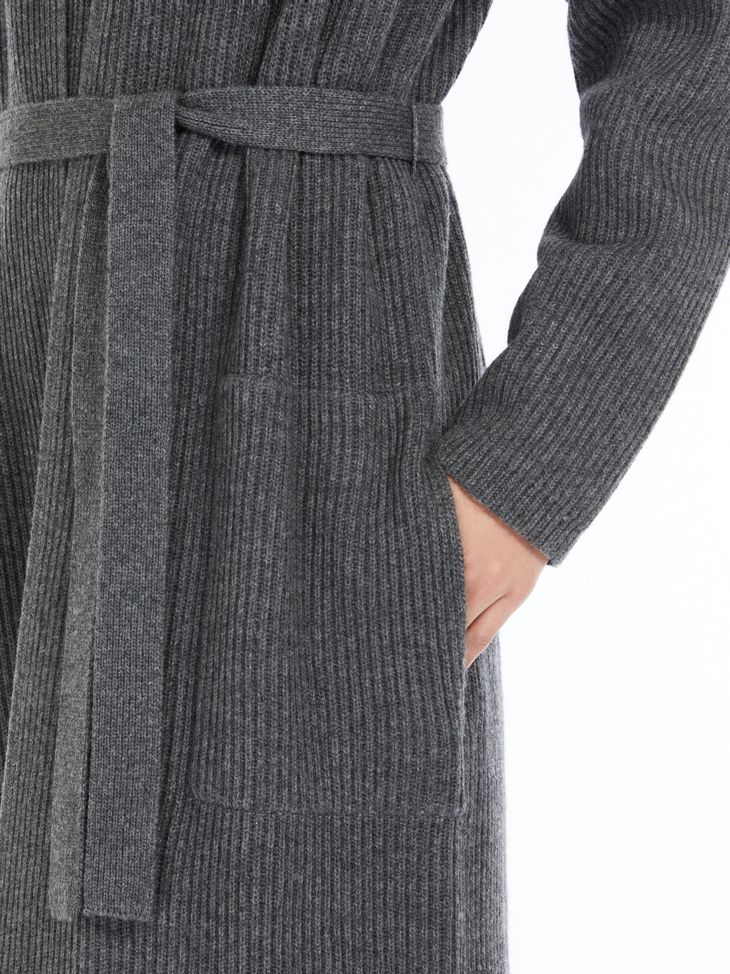 Max Mara Long Wool Cashmere Cardigan In Black