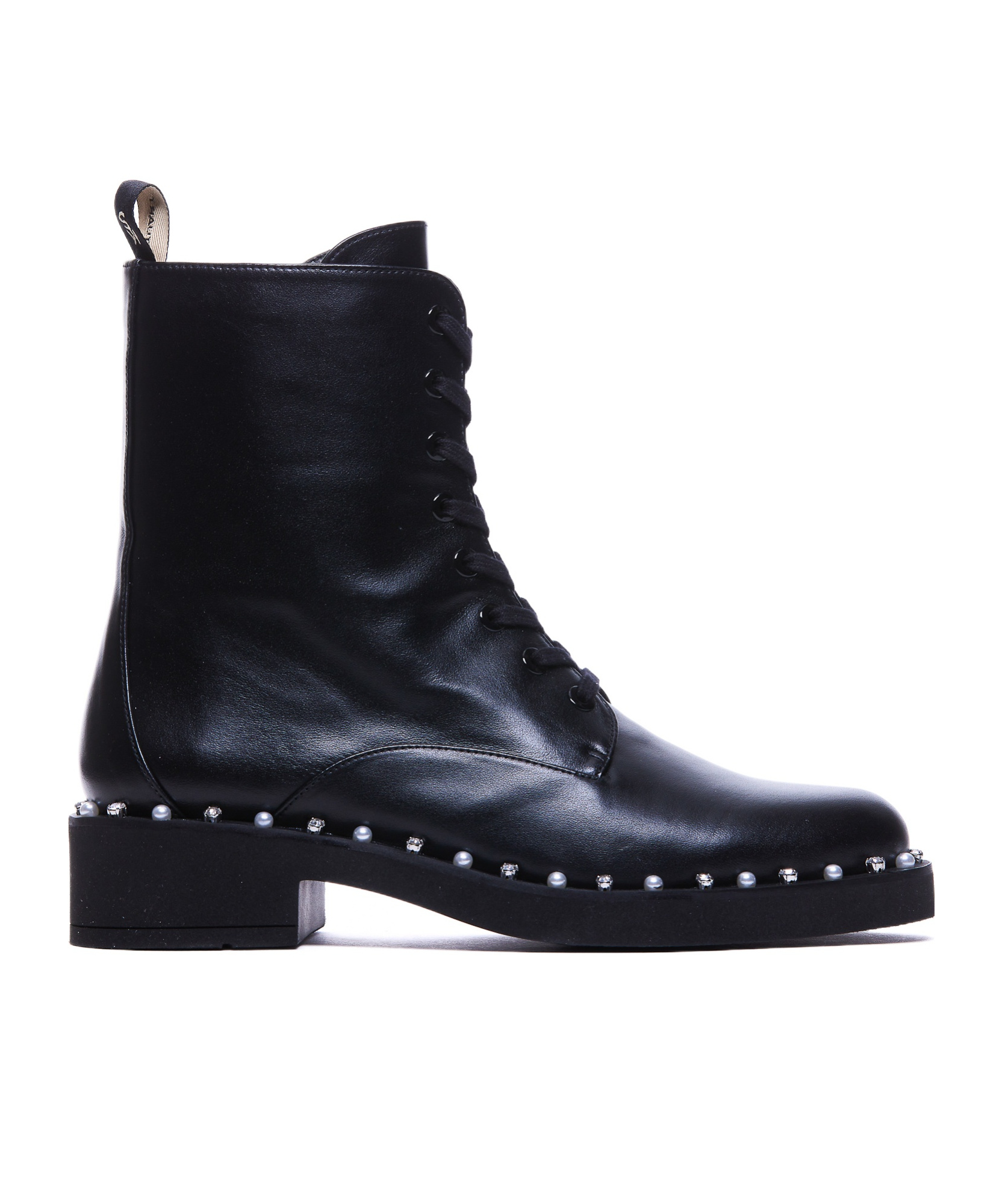 Stuart Weitzman Reverie Lace Up Booties In Black