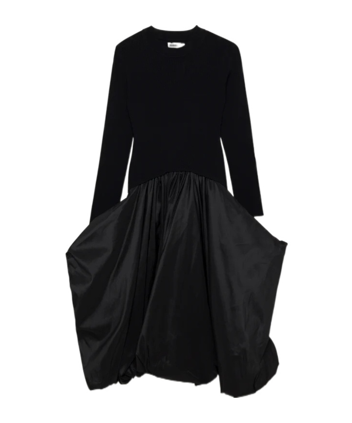 Simkhai Kenlie Stand-up Collar Midi Dress In Black