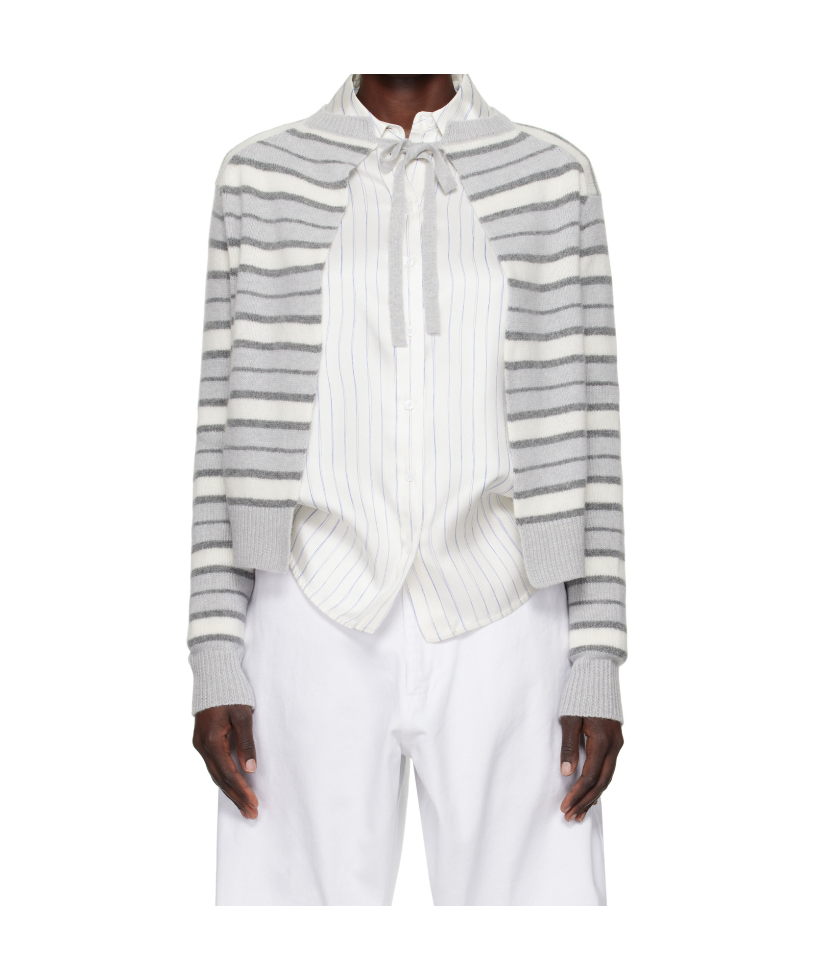 Marni Striped Open Back Sweater In White