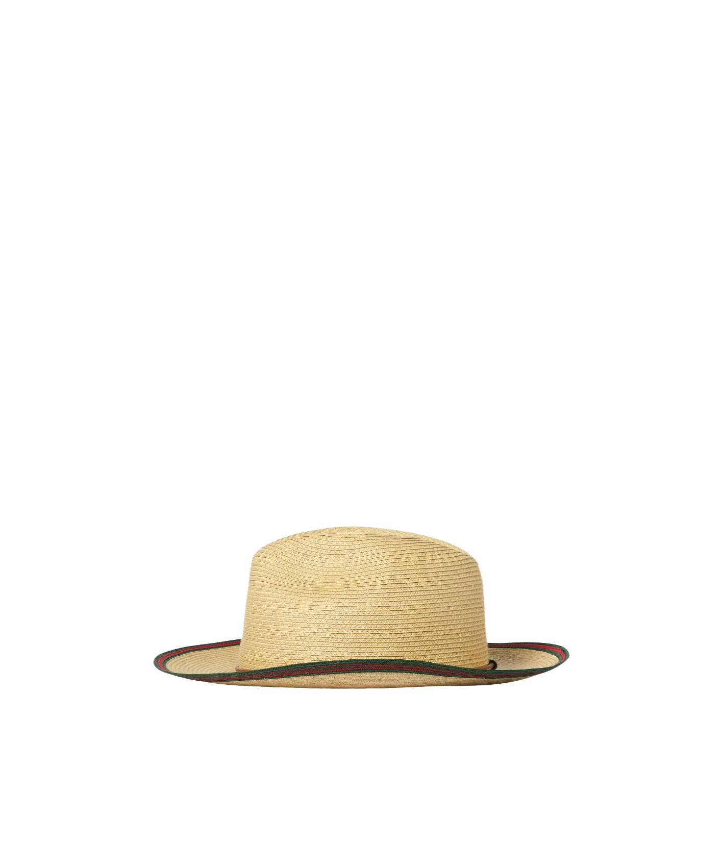 Gucci Straw Hat With Web In Brown