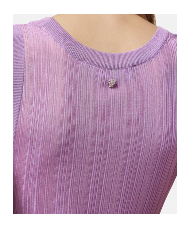Versace Purple Ribbed Knit Tank Top In Purple