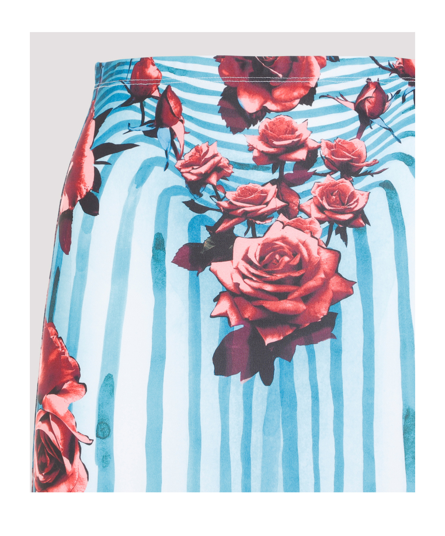 Jean Paul Gaultier Blue Morphing Rose-print Pencil Skirt In Blue