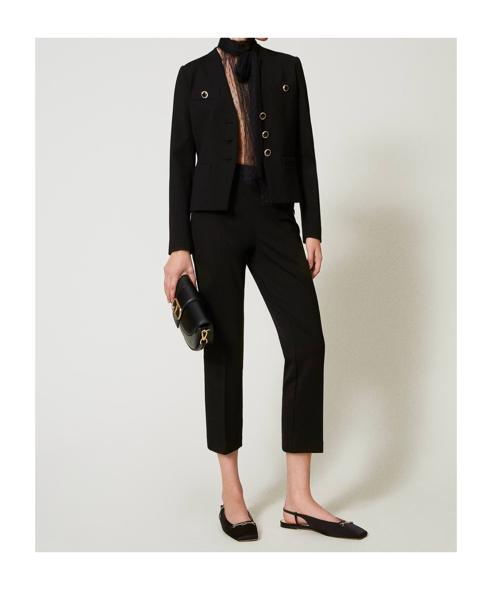 Shop Twinset Jewel Buttons Trousers In Black