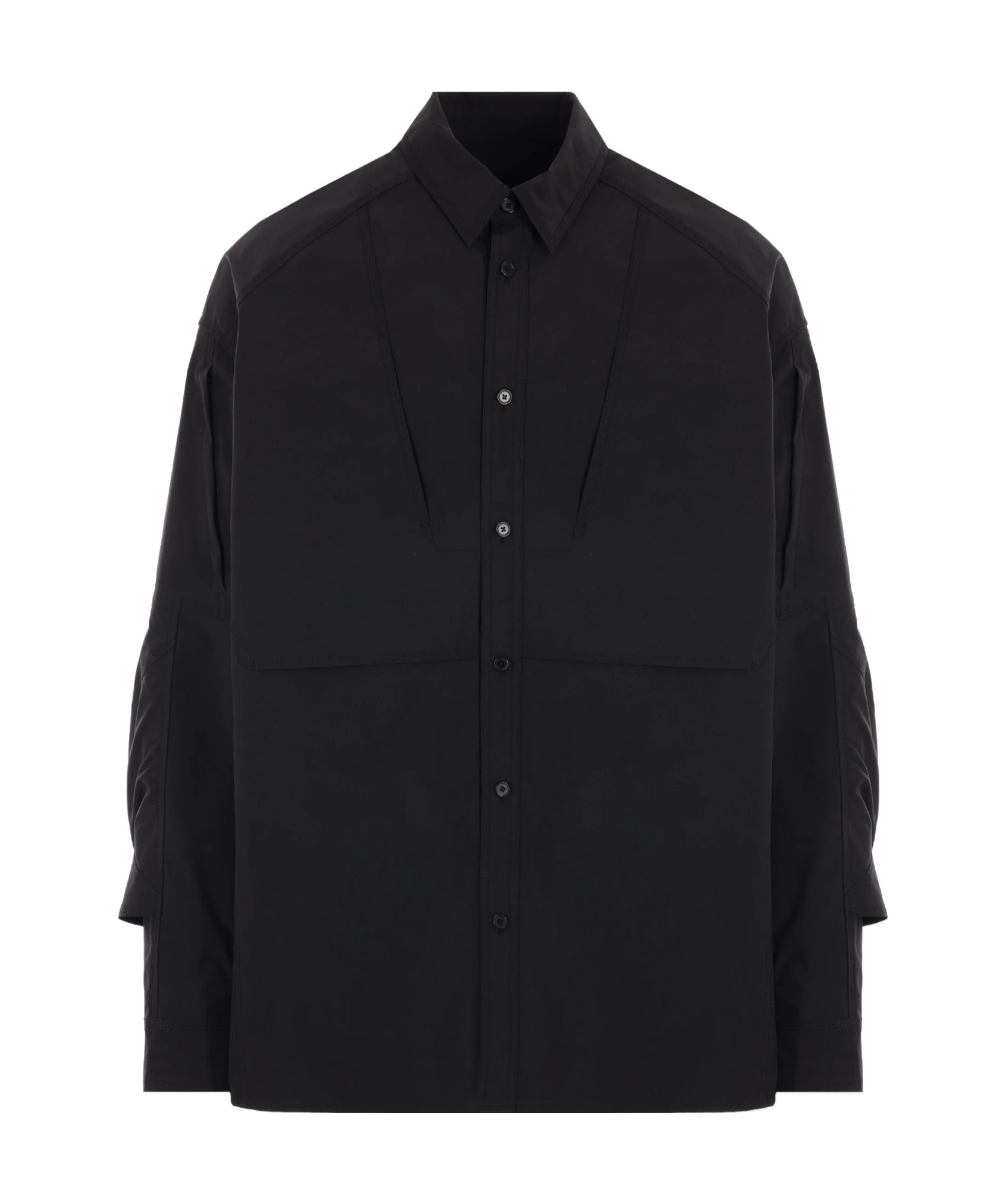 Juunj Sleeve-pocket Classic-collar Shirt In Black