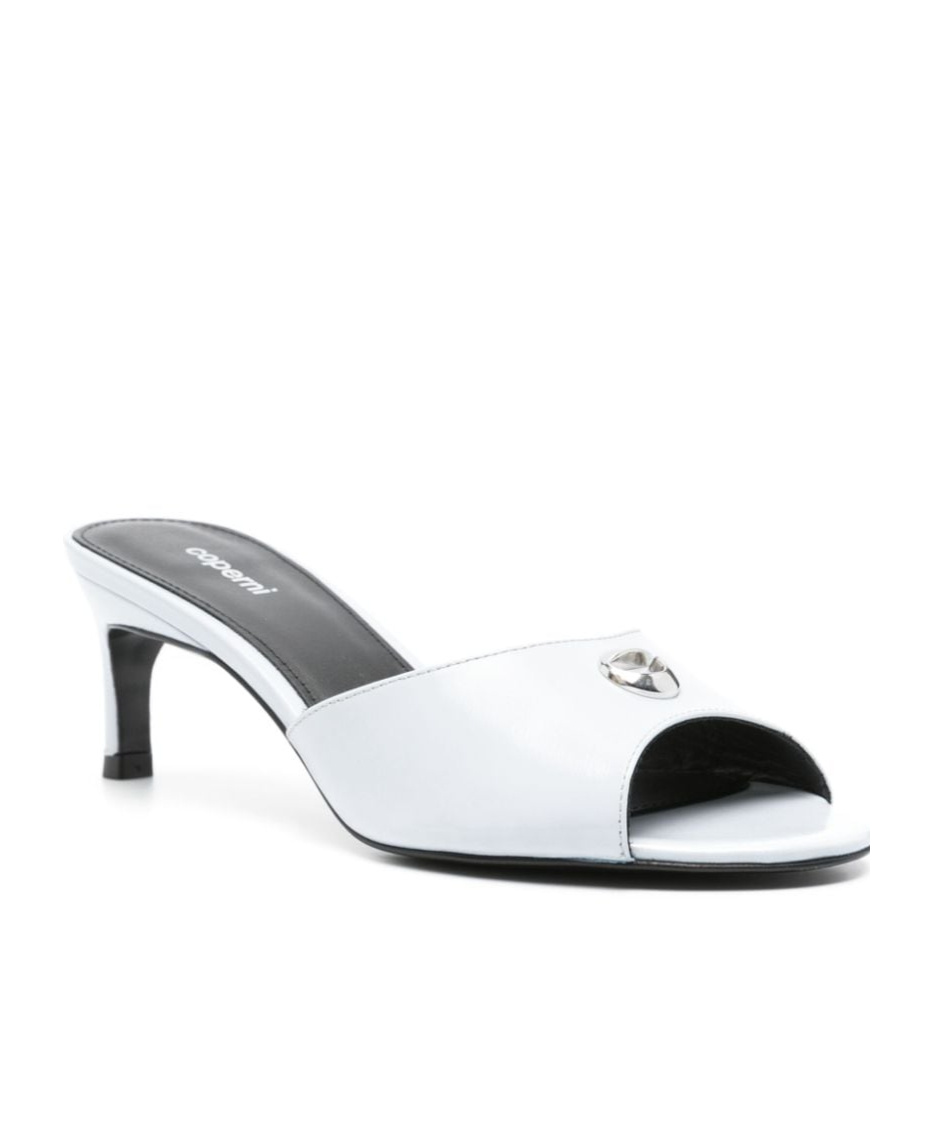 Coperni Almond Toe Kitten Heel Metallic Mules In White