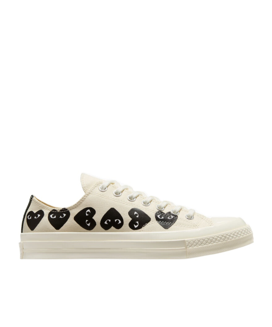 Comme Des Garçons Play X Converse Multi Hearts-print Low-top Sneakers In Nude