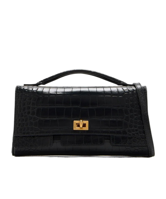 Balenciaga Bel Air Small Clutch With Shoulder Strap In Black