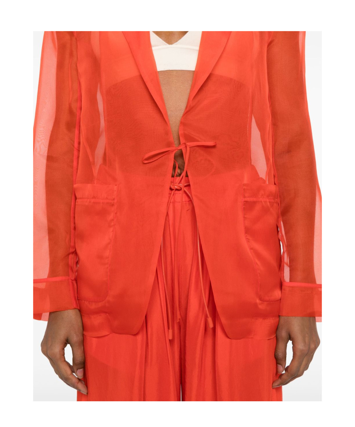 Shop Forte Forte Silk Blazer In Orange