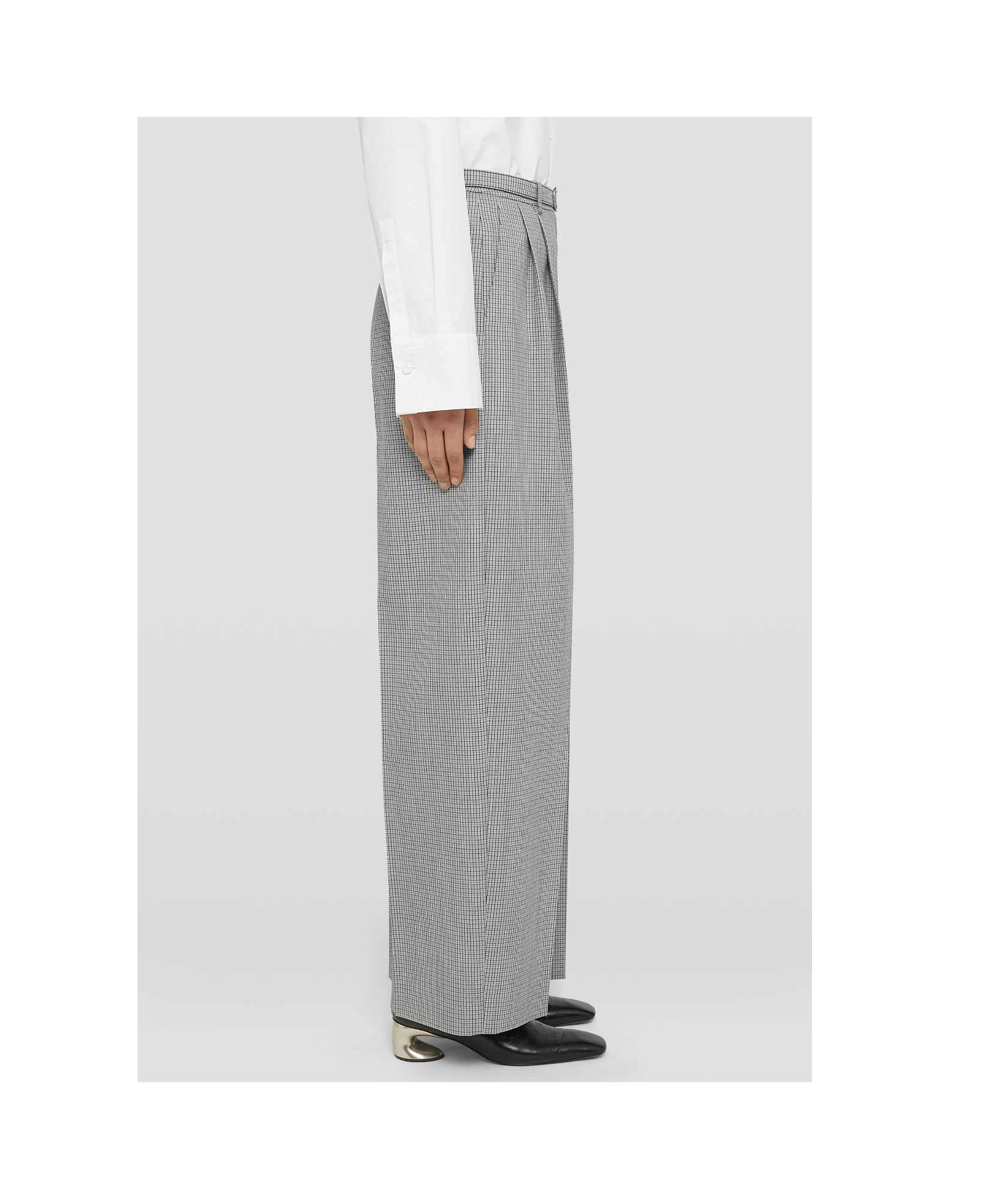 Jil Sander Tailored Check Trousers With Belt Clothing In Gray