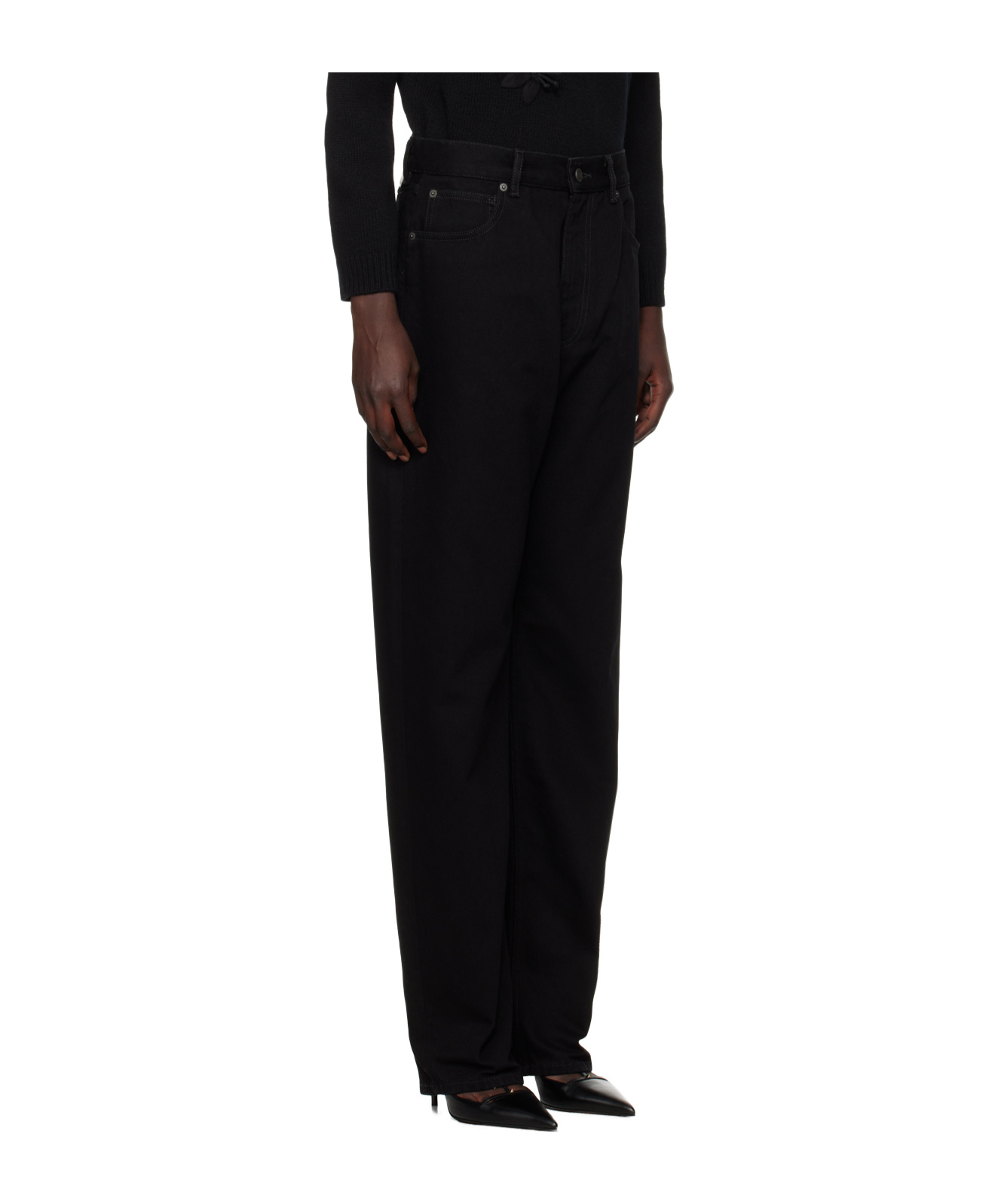 Shop Valentino Straight-leg Jeans In Black