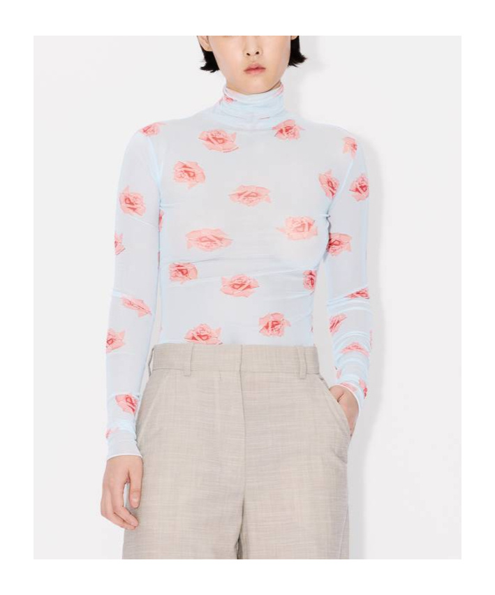 Kenzo Rose Print Long-sleeved Blouse In Multicolor