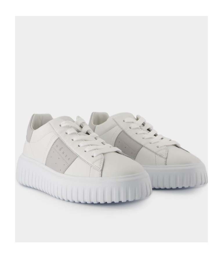 Hogan H-stripes Leather Sneakers In White