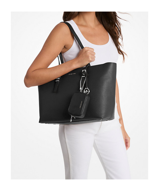 Michael Michael Kors Quinn Large Pebbled Leather Tote Bag In Black