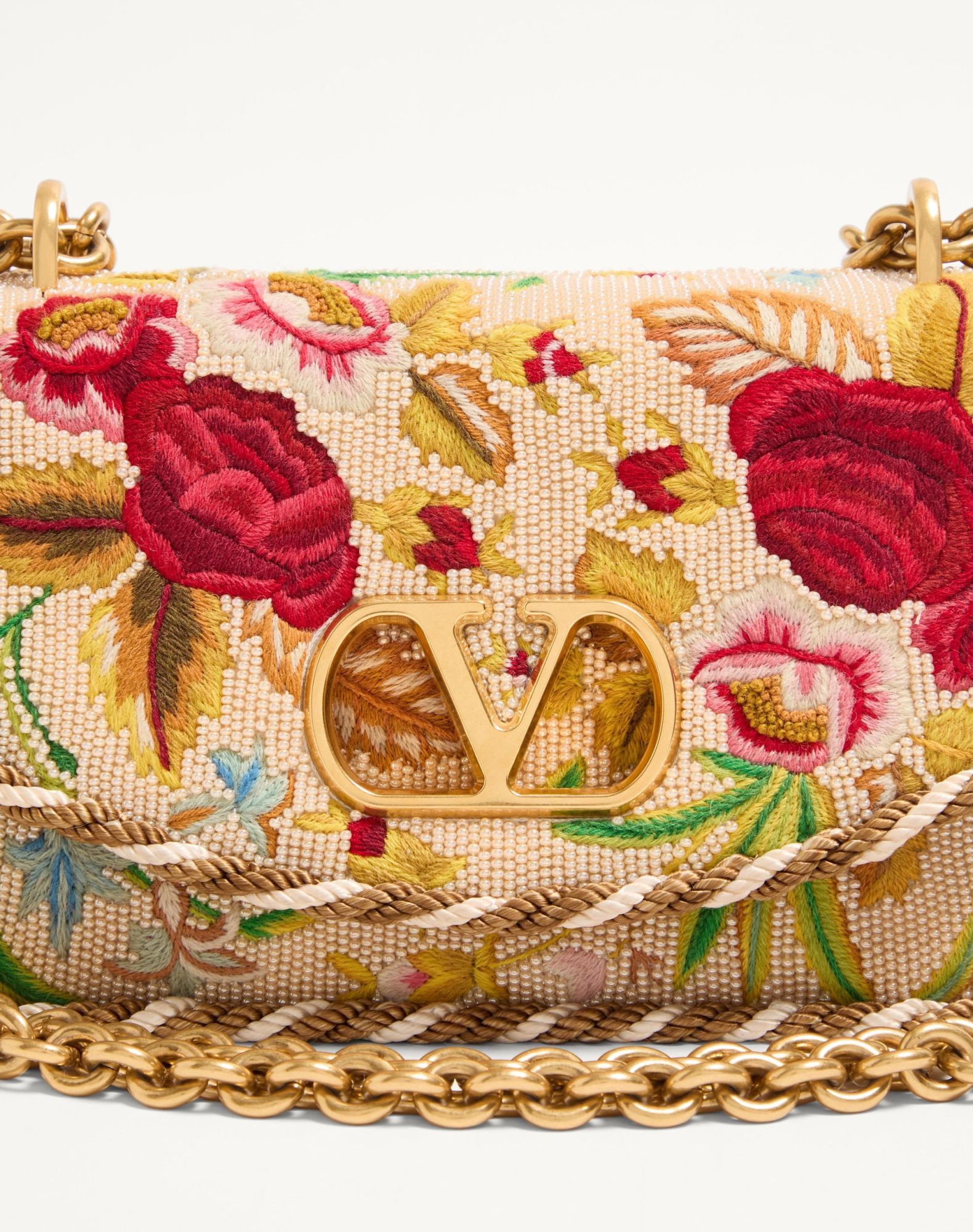 Valentino Garavani Vain Small Embroidered Shoulder Bag In Multi