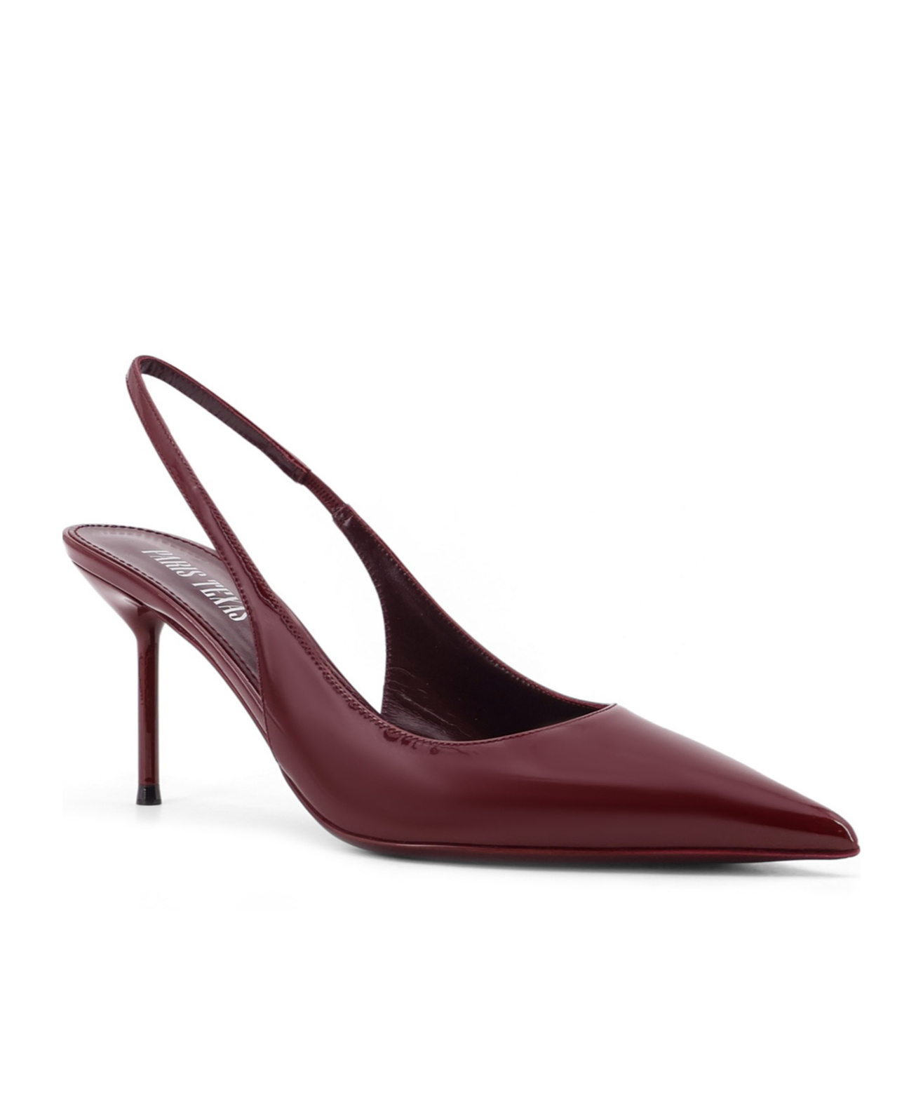Paris Texas Pointed Toe Patent Slingback Heels With 70 Mm Stiletto In Burgundy