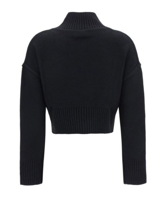 Mm6 Maison Margiela Mm6 By Maison Margiela Cropped Distressed Sweater With High Neck In Black