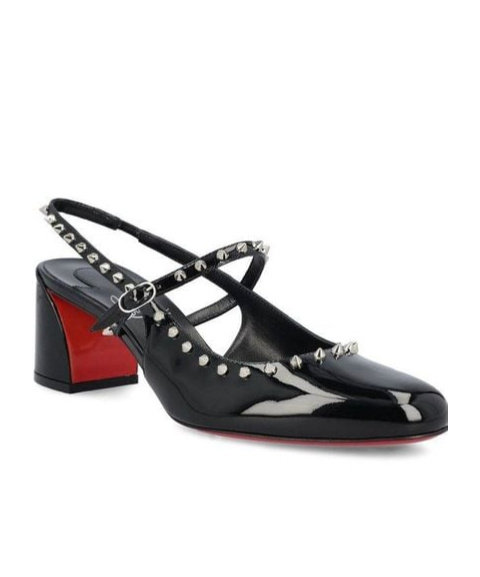 Christian Louboutin Janispikes 55 Mary-jane Slingback Pumps In Black