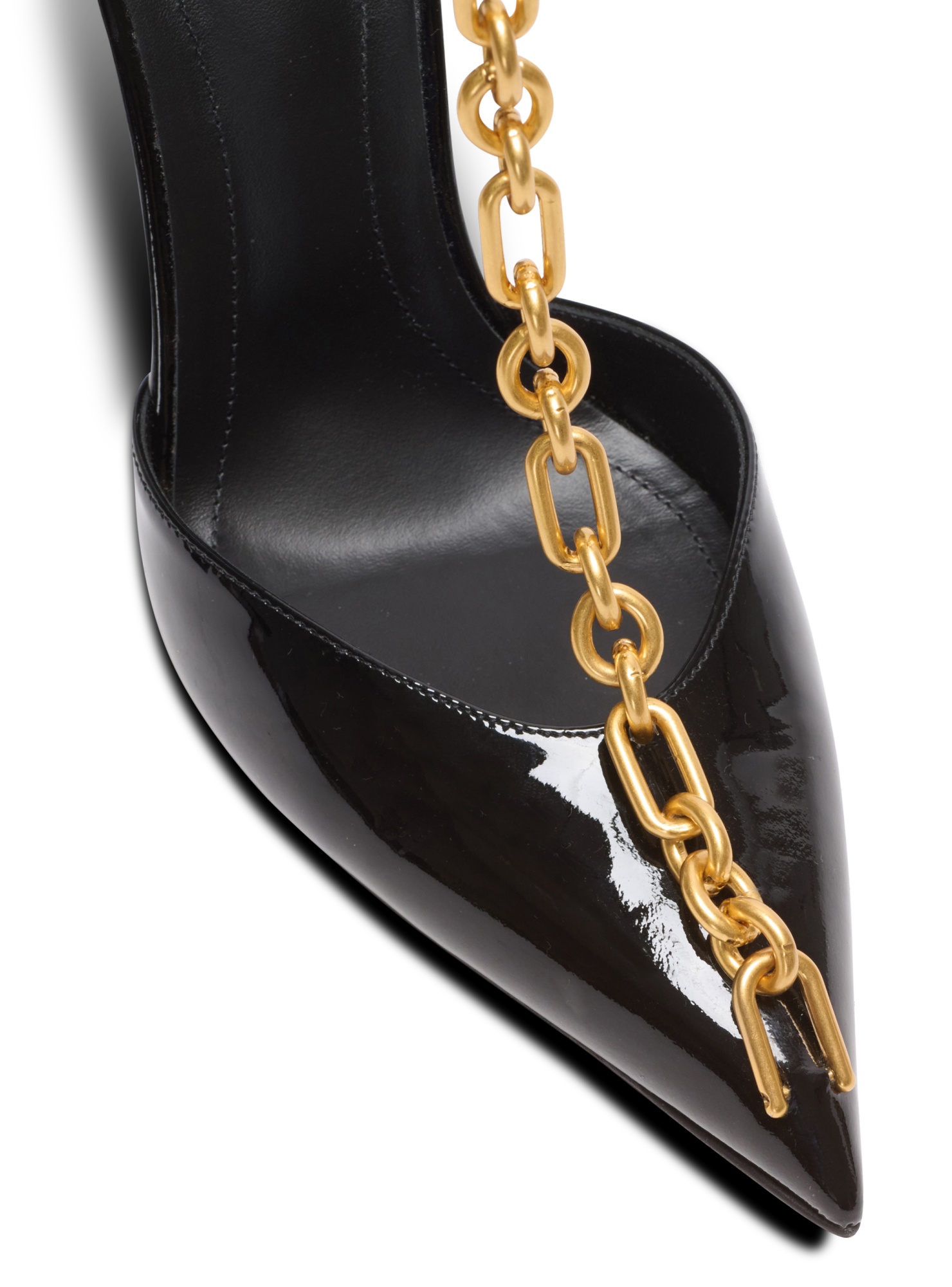 Balmain Sync Patent Leather Chain T-strap Pumps