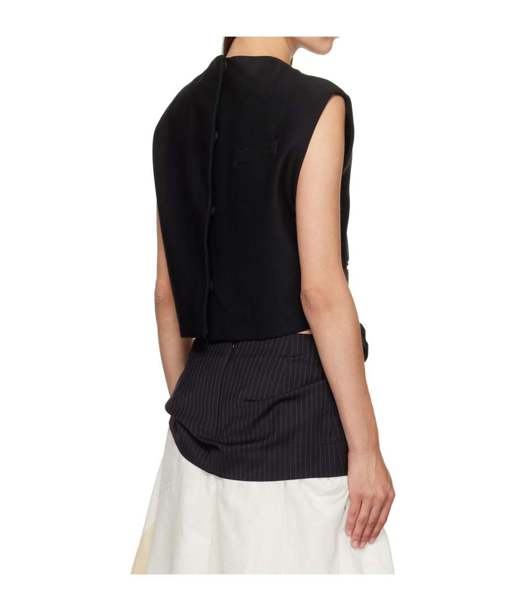 Open Yy Exposed Pocket Vest In Black