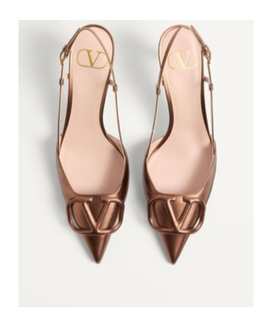 Valentino Garavani Vlogo Signature Slingback Pump In Laminated Nappa Leather 80mm Woman Bronze 42 In Brown