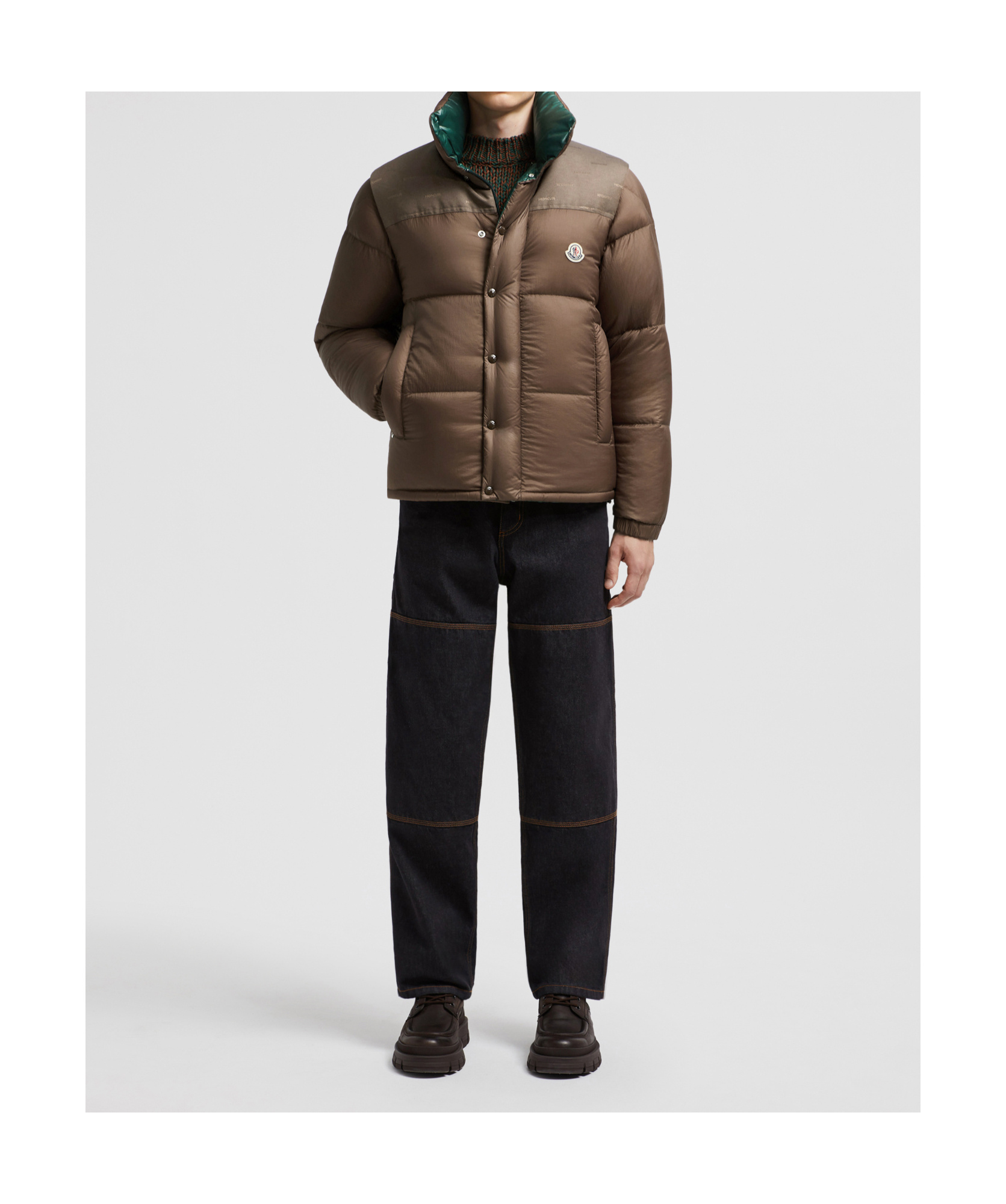 Moncler "verone 1" Reversible Crop Down Jacket In Brown
