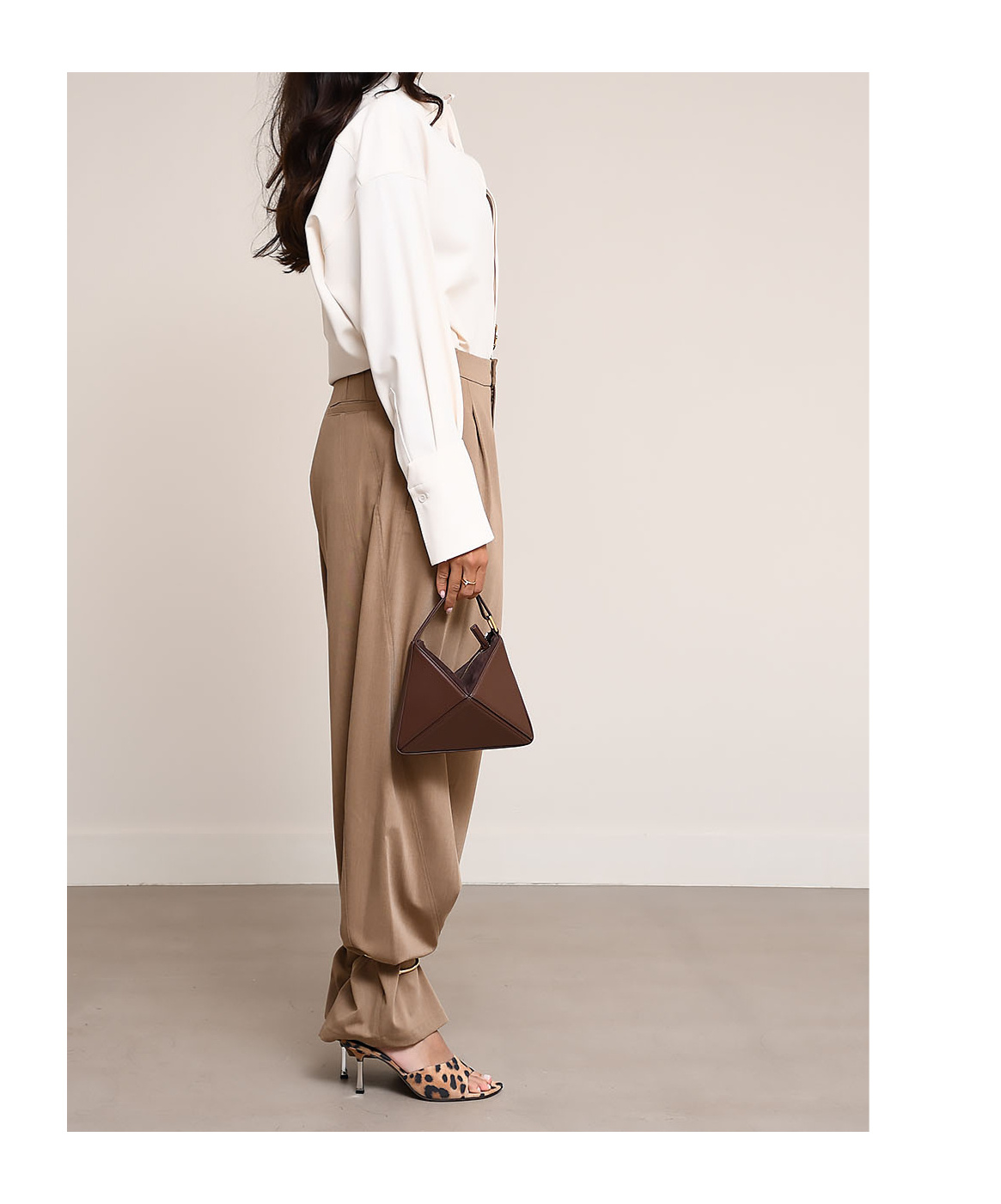 Darkpark Phebe Cuff Adorned Wide-leg Pant In Brown