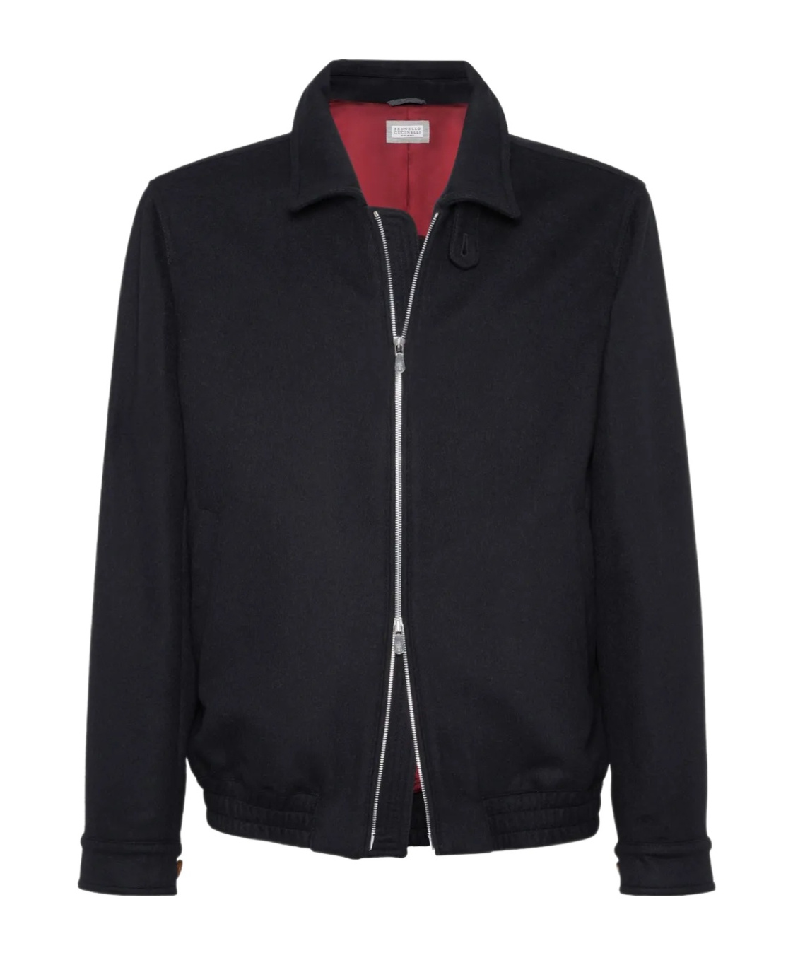 Brunello Cucinelli High Collar Wool Bomber Jacket In Black