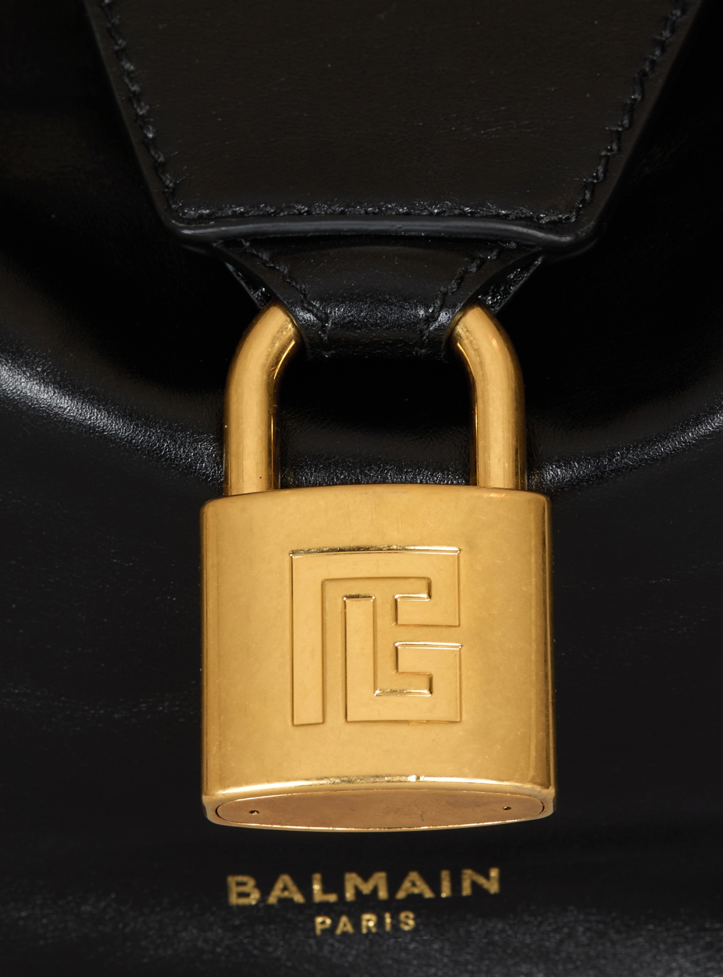 Balmain Sync Hobo Bag In Calfskin Leather In Black