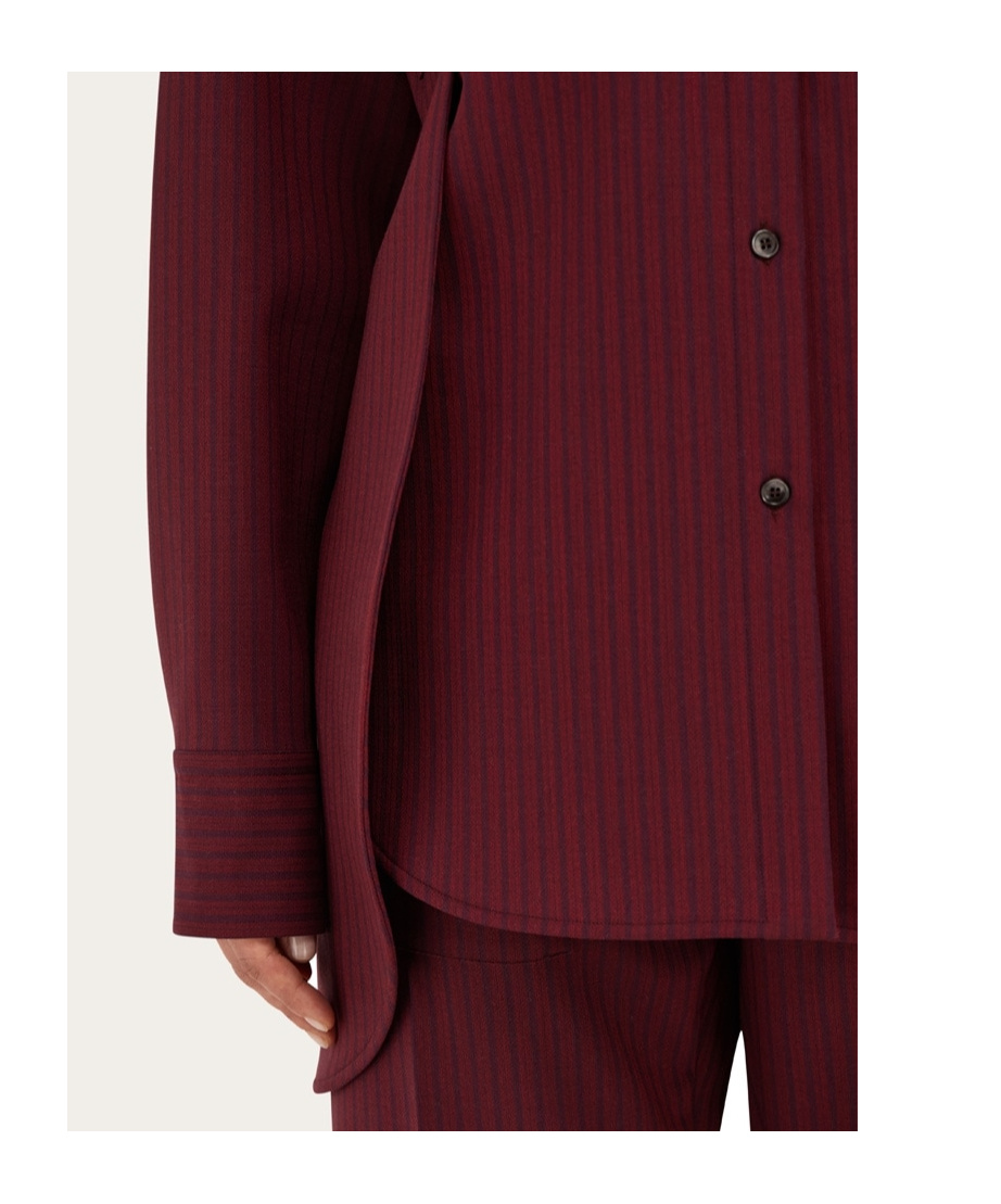 Ferragamo Striped Loose Shirt In Red