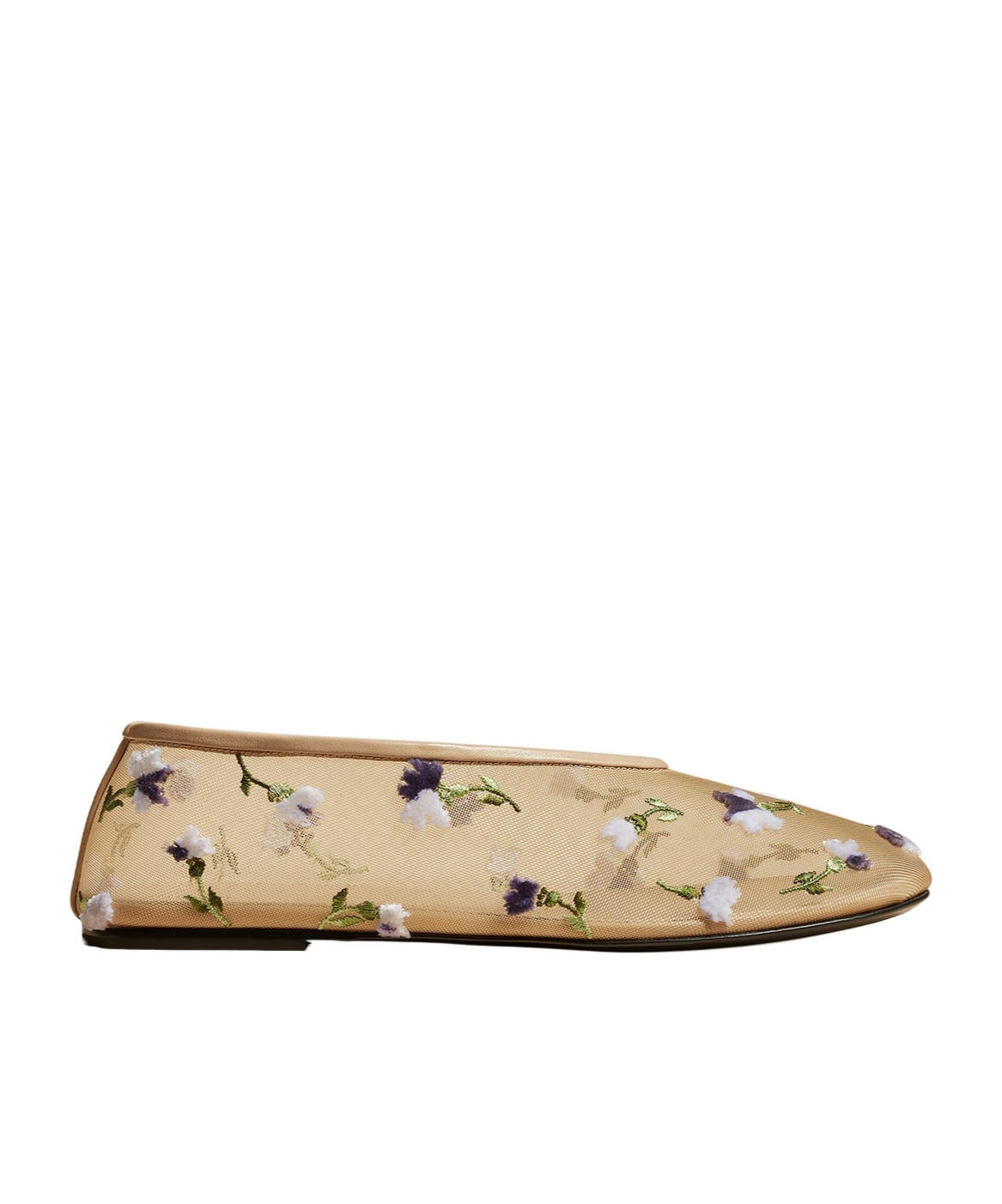 Shop Khaite The Marcy Floral-embroidered Ballerina Shoes In Nude