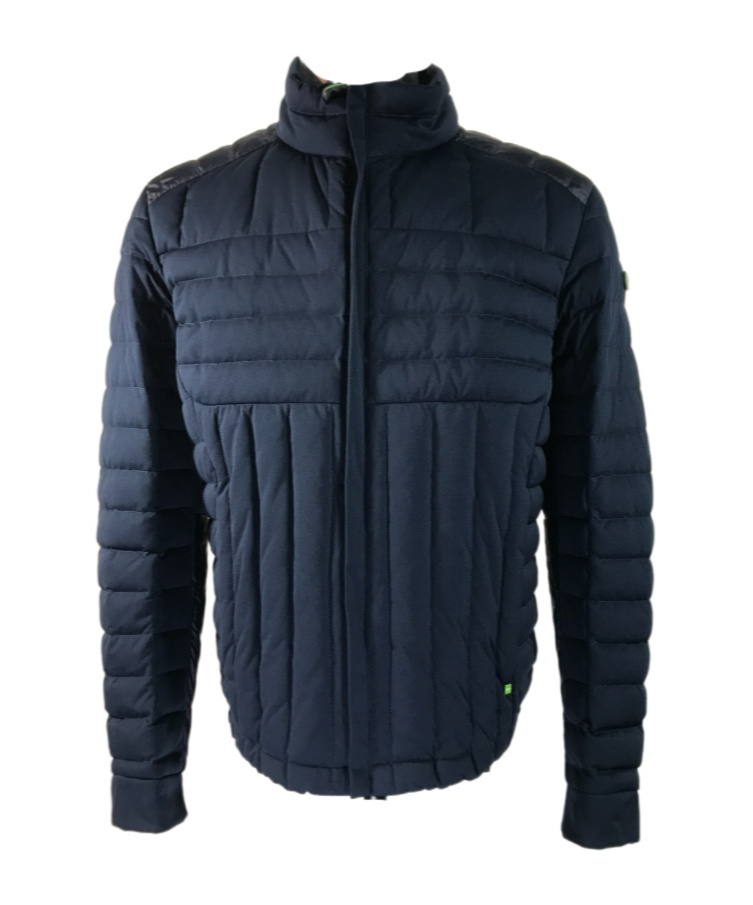 Hugo Boss Quilted Vertical Collar Down Jacket In Black