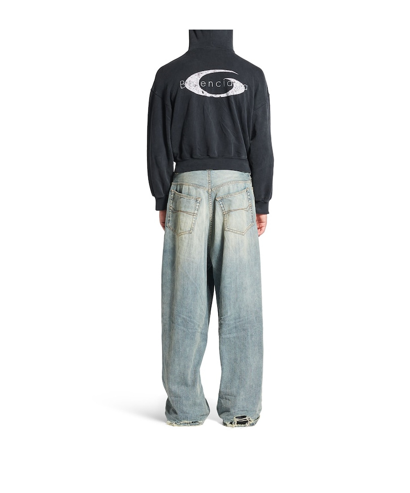 Balenciaga Logo-embroidered Wide-leg Jeans In Light Blue
