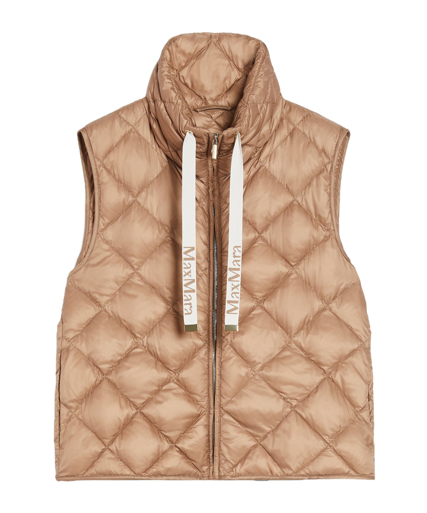 Max Mara Water-repellent Canvas Padded Gilet In Nude