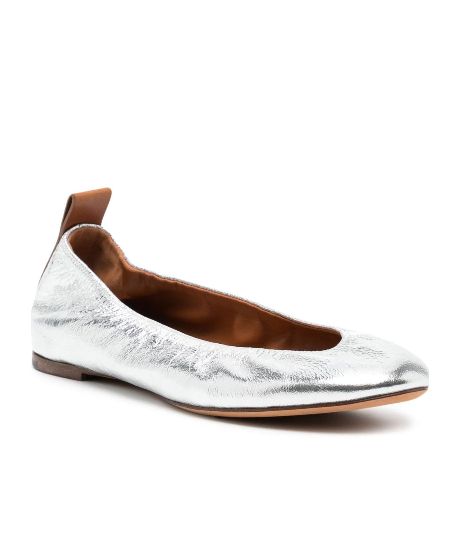 Lanvin Silver Leather Ballet Shoes In White