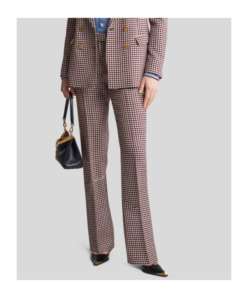 Etro , Houndstooth Trousers, Woman, White, Size 48 In Multicolor