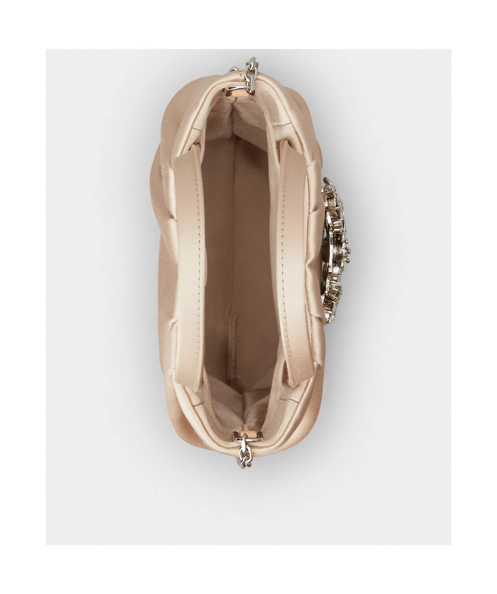 Roger Vivier Drape Pocket Bouquet Strass Buckle Micro Tote Bag In Nude