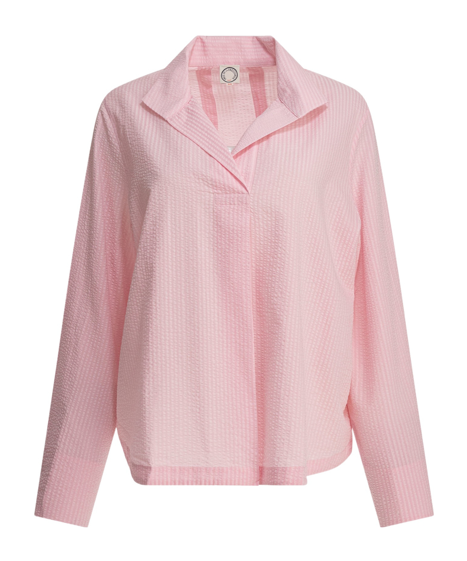 Ines De La Fressange Textured Light Pink Cotton Shirt In Pink