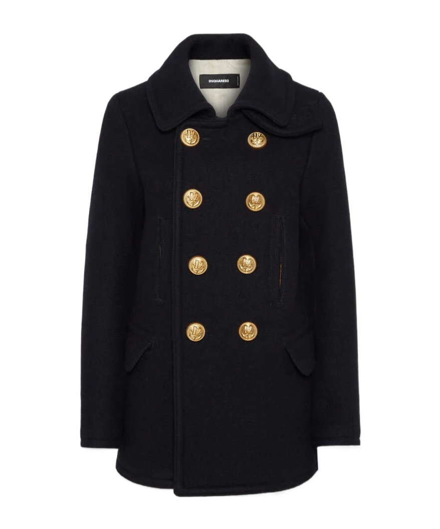 Dsquared2 Dean Peacoat In Black