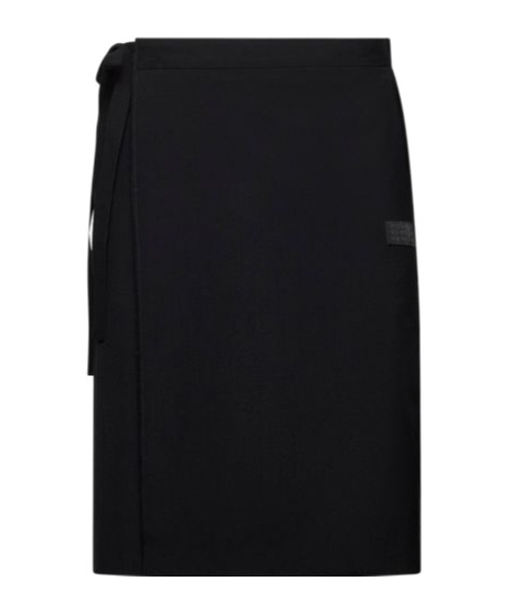 Mm6 Maison Margiela Black Wool Midi Skirt In Black