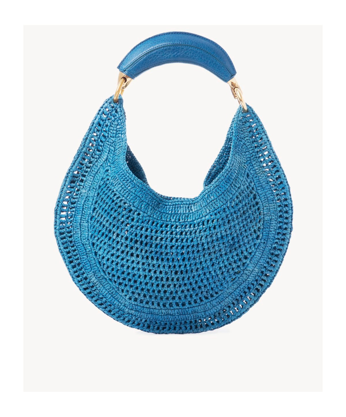 Chloé Summer Banana Top-handle Bag In Crochet Fabric In Blue