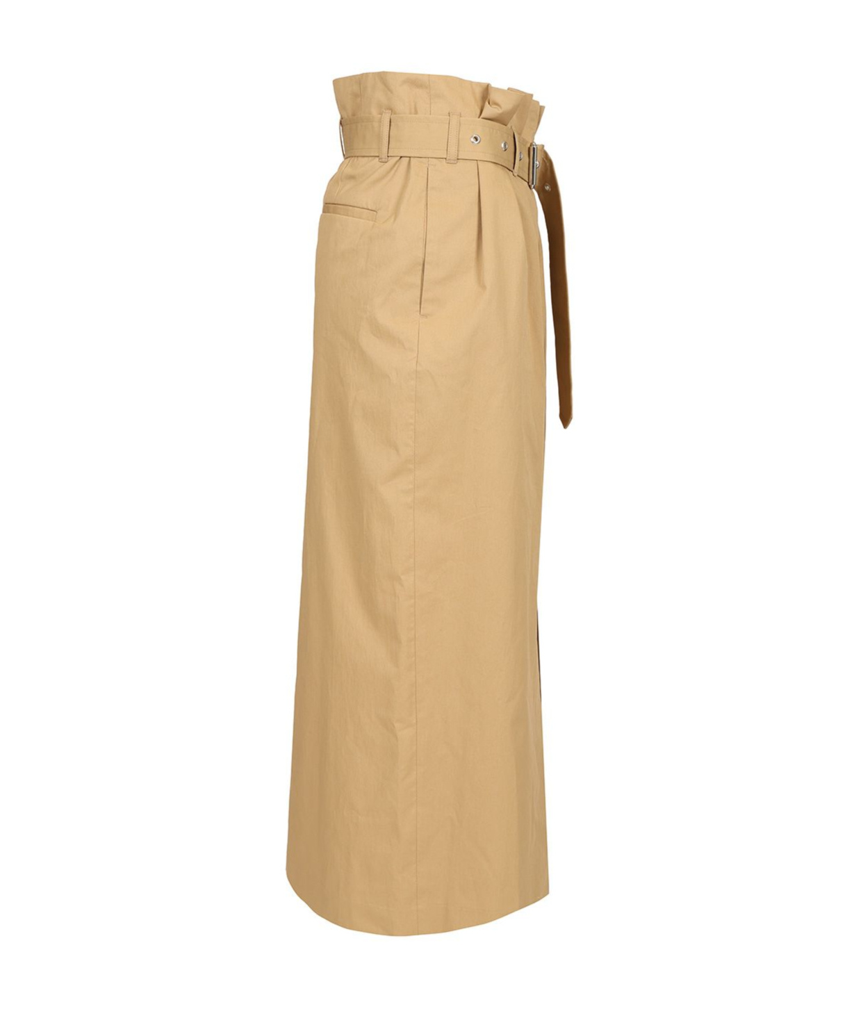 Dries Van Noten Belted Pleated Cotton Midi Skirt In Beige