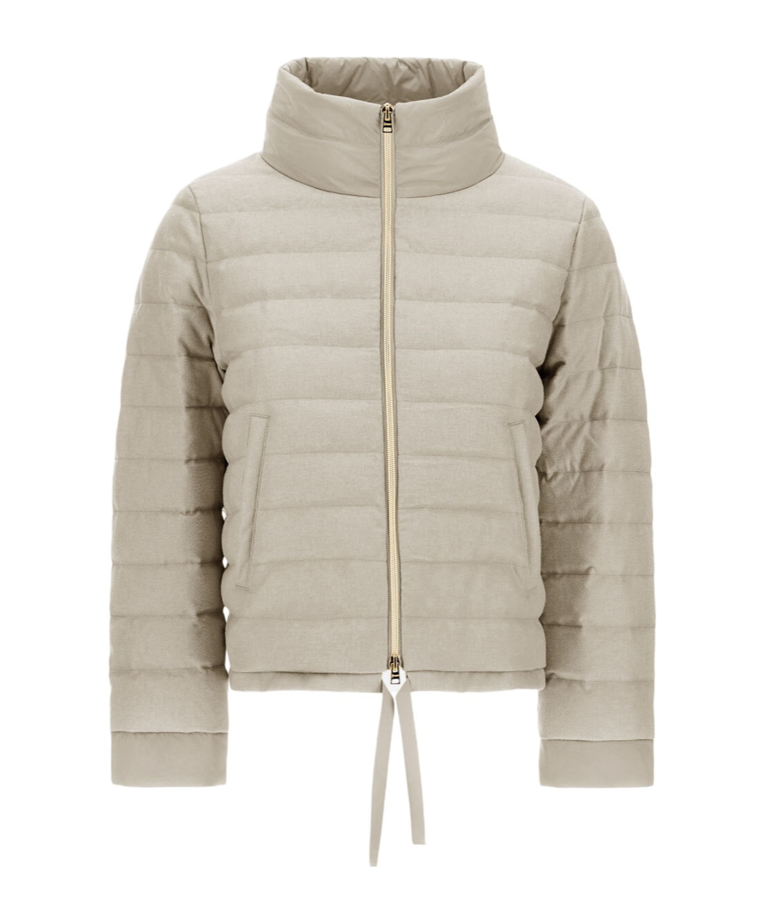 Herno Zipper Long Sleeve Down Jacket In Neutral