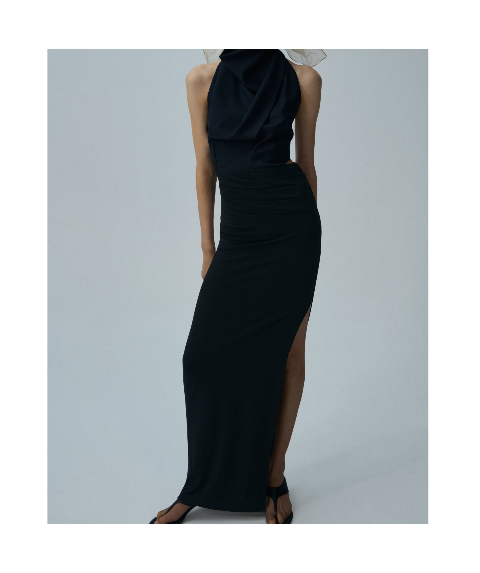 Magda Butrym Cowl Neck Gown In Navy In Navy Blue