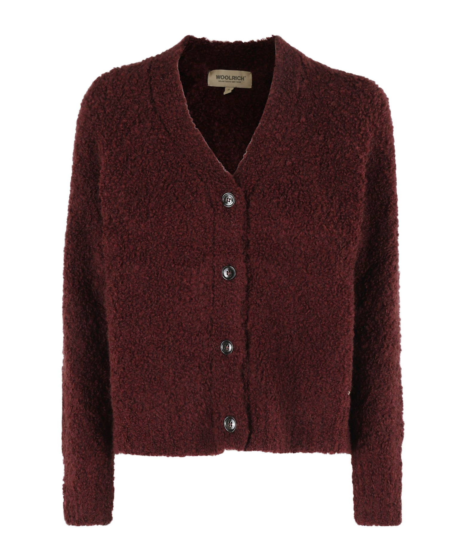 Woolrich Textured Boucle Cardigan With V-neckline And Long Sleeves In Multi