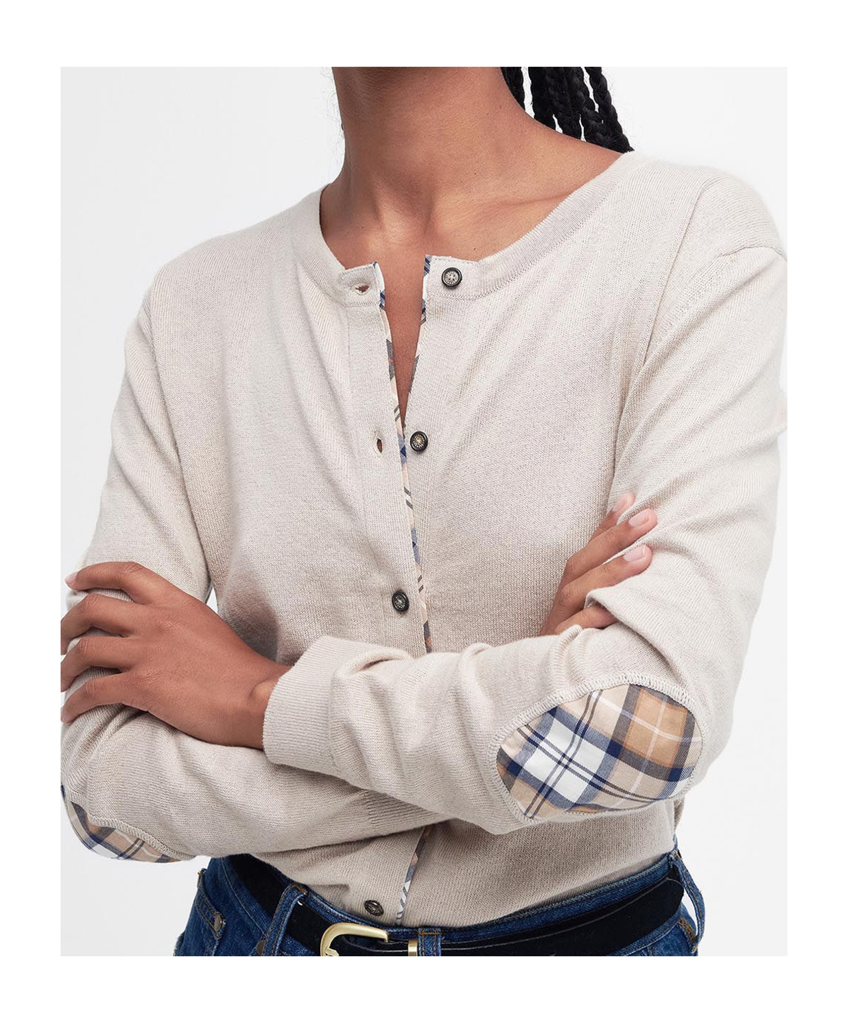 Barbour Bredon Round-neck Cardigan In White