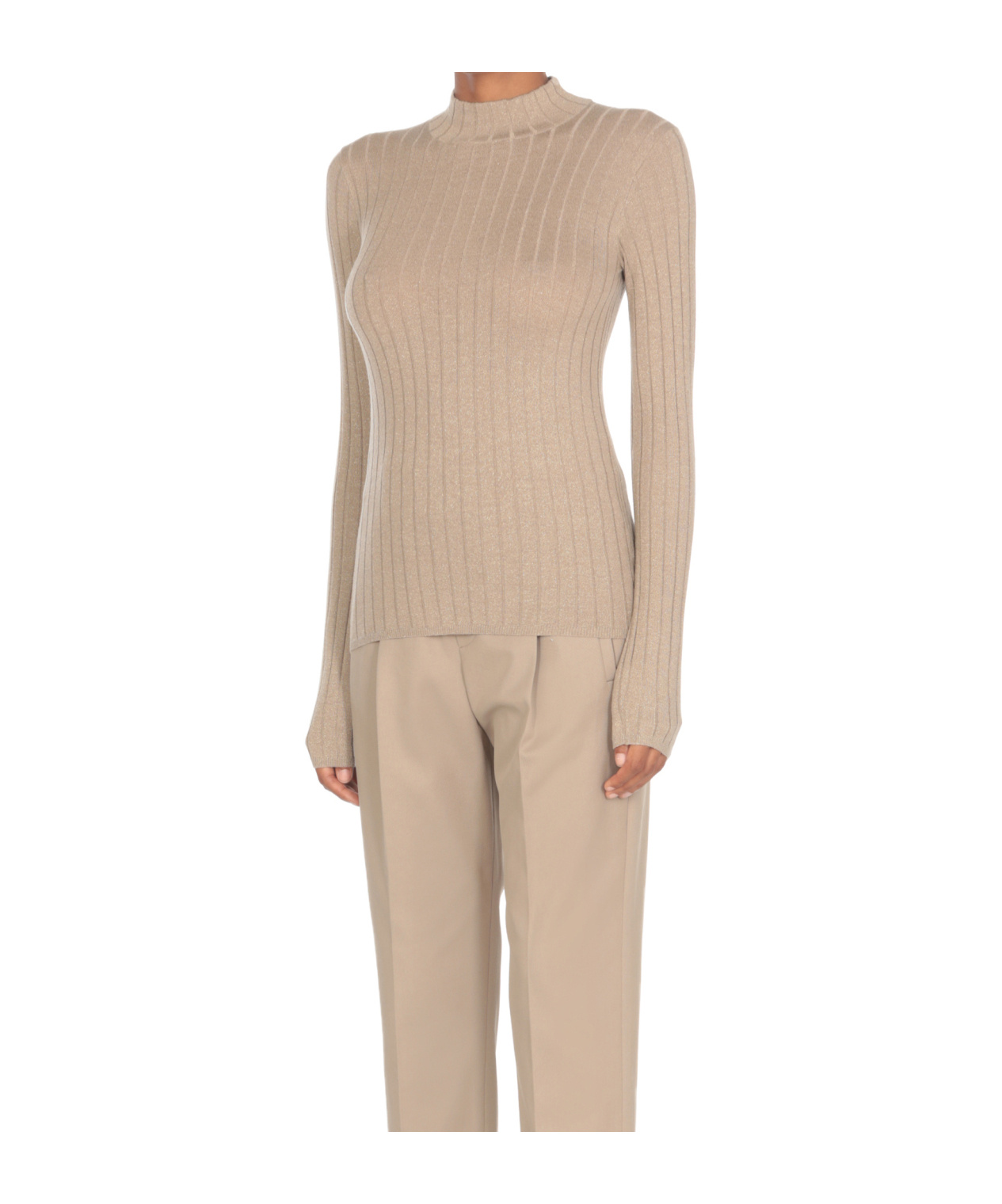 Brunello Cucinelli Cashmere Blend Glitter Crewneck Sweater In Nude