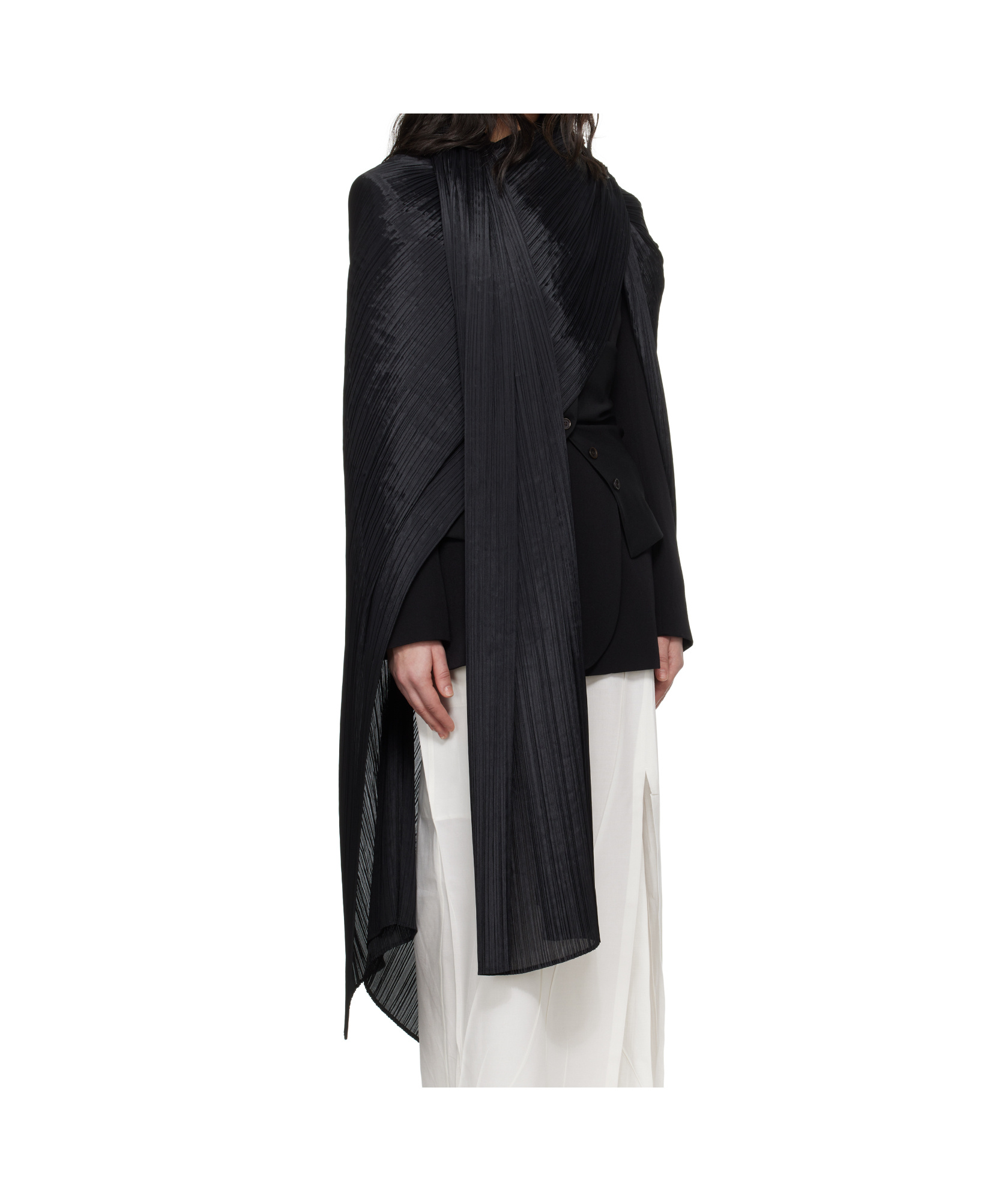 Shop Issey Miyake Pleated Cape In Black