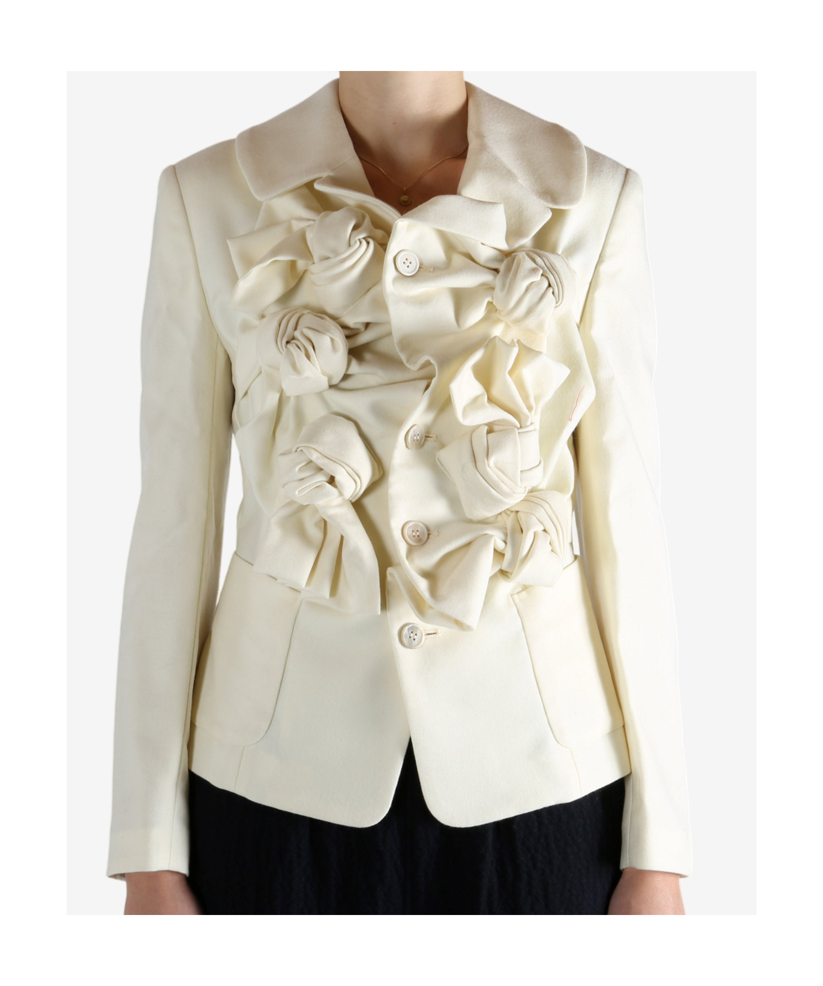 Comme Des Garçons Rose-detail Button Jacket In Neutral