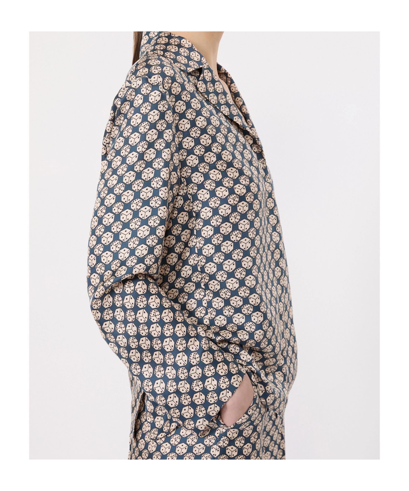 Max Mara Printed Silk Pyjama-style Shirt In Blue